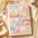 Bobo Bunny Space Adventure Diary with Lock – A5 Cute Journal (Pink)