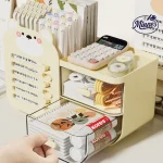Cute Bear Desktop Organizer with 2 Drawers (Cream)