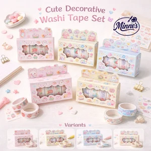 Cute Cartoon Decorative Washi Tape Set â€“ 4 Rolls