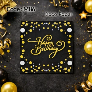 Deco Paper Soft Happy Birthday Black & Gold Design â€“ M86