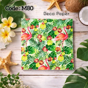 Deco Paper Soft Tropical Flamingo Floral Design â€“ M80