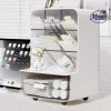 Desktop Over-the-Edge Storage Organizer Box with Drawer (White)