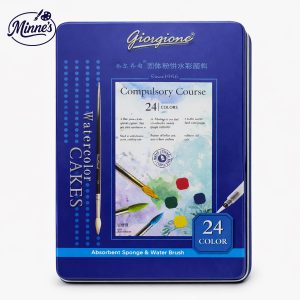 Giozione Watercolor Cakes â€“ 24 Colors (With Water Brush & Sponge)