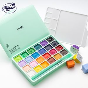HIMI Gouache Paint Set â€“ Jelly Cup, 24 Colours (30g) â€“ Green Case