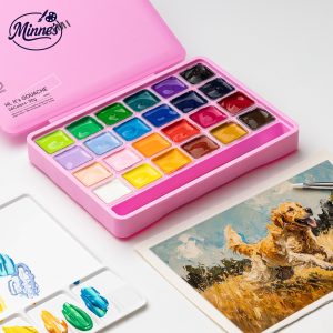 HIMI Gouache Paint Set â€“ Jelly Cup, 24 Colours (30g) â€“ Pink Case