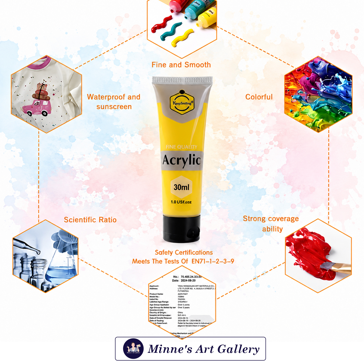 keep-smiling-acrylic-paint-set-18-colors-30ml-creative-white Keep Smiling Acrylic Paint Set – 18 Acrylic Colour Tubes Close-up