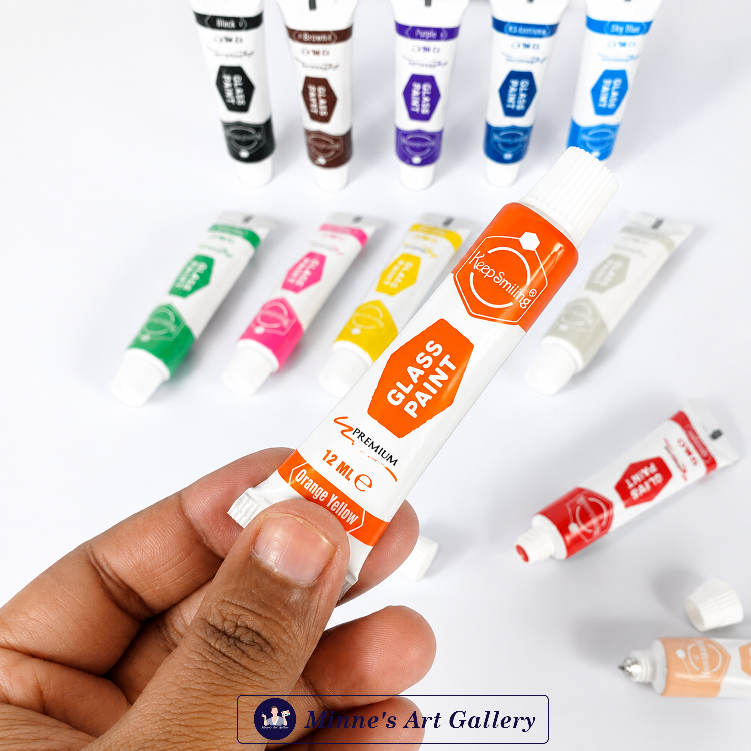 keep-smiling-glass-paint-set-12-colors-12ml-creative-artwork Keep Smiling Glass Paint Set – 12 Vibrant Glass Paint Colour Swatches