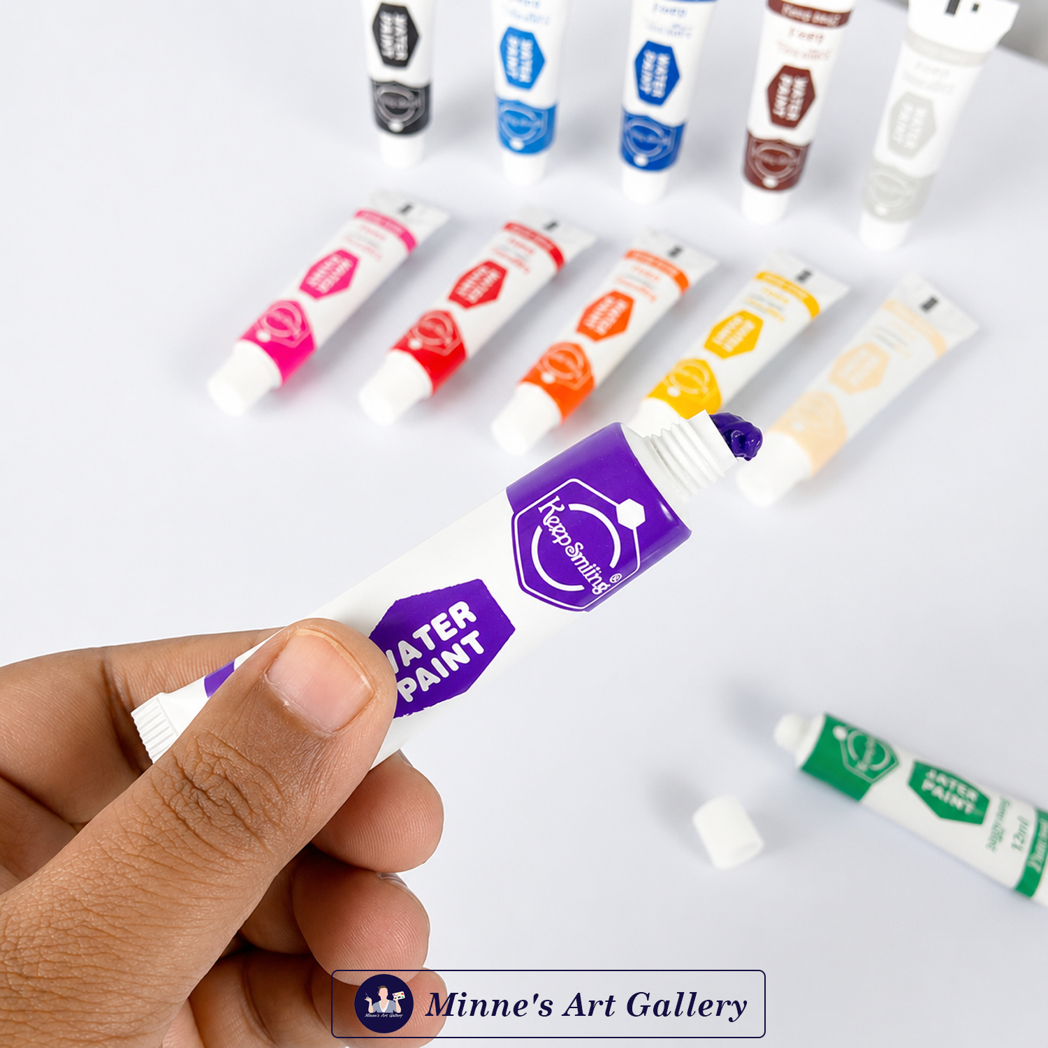 keep-smiling-water-paint-set-12-colors-12ml-creative-mix Keep Smiling Water Paint Set – 12 Water Paint Tubes Close-up