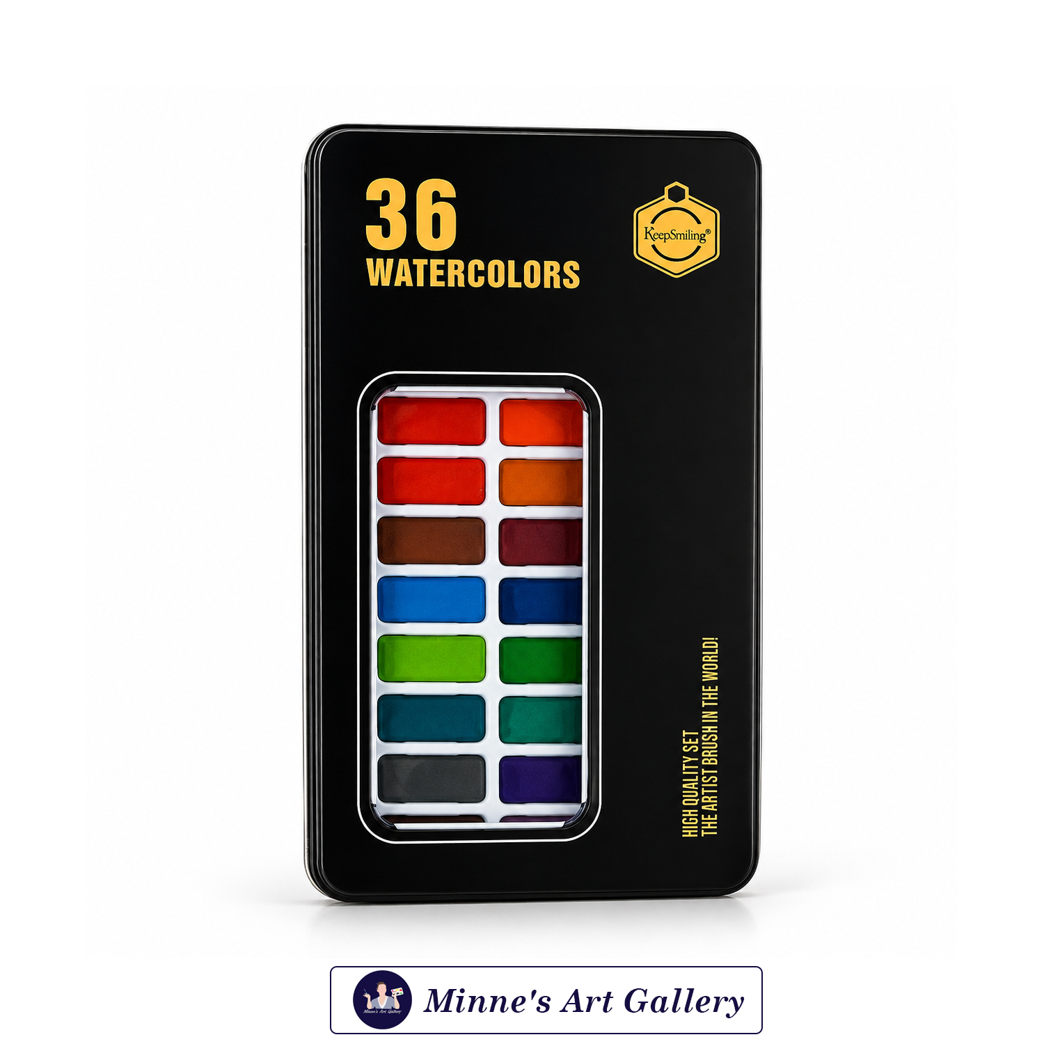 Keep Smiling Watercolors – 36 Shades Compact Set (With Brush) Front View