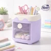 Mini Desktop Organizer with Drawer & Pen Holder (Purple)