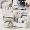 Multi Compartment Desktop Organizer with 2 Drawers (Cream)