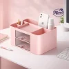 Multi Compartment Desktop Organizer with 2 Drawers (Pink)