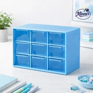 Multi Drawer Desktop Organizer Box â€“ 9 Drawers (Blue)
