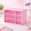 Multi Drawer Desktop Organizer Box â€“ 9 Drawers (Pink)