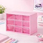 Multi Drawer Desktop Organizer Box – 9 Drawers (Pink)
