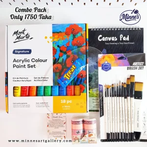 Premium Acrylic Art Combo Pack with Canvas Pad & Pro Brush Set â€“ 1750 Tk