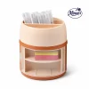 Round Desktop Organizer with Drawer & Pen Holder (Orange)