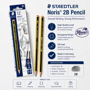 STAEDTLER Noris 2B Pencil â€“ 12 Pcs Pack