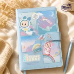 Tobbey Bunny East Explorer Diary with Lock â€“ A5 Cute Space Journal (Blue)