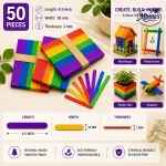 Wooden Craft Sticks 4.5 Inch – 50 Pcs (Eco-Friendly Popsicle Sticks)