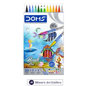 DOMS Brush Pens Set – 26 Shades (24 Colours + Metallic Gold & Silver) Front View