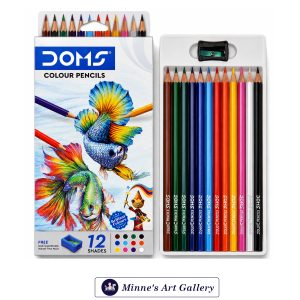 DOMS Colour Pencils Set – 12 Shades (With Sharpener) Front View