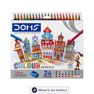 DOMS Colour Pencils Set – 24 Shades (With Sharpener) Front View