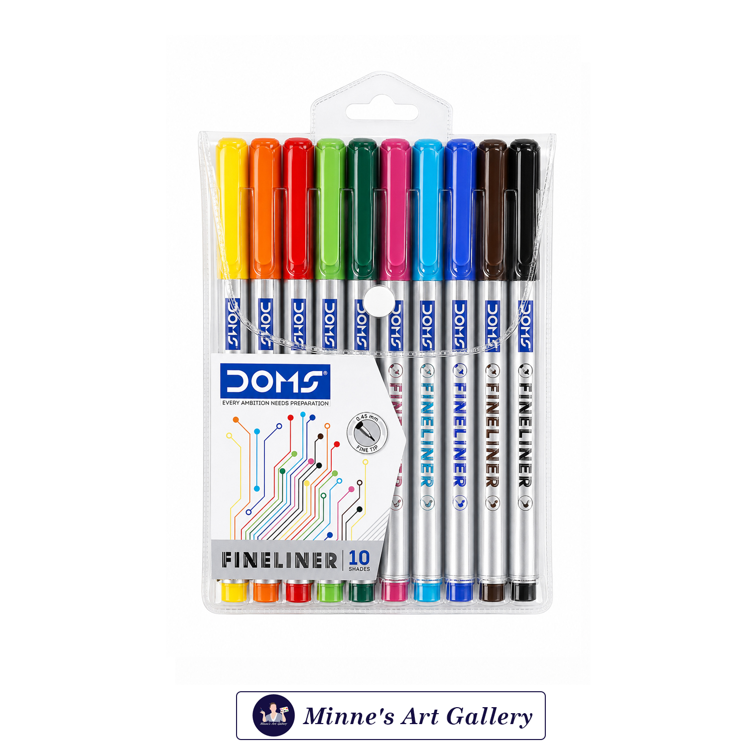DOMS F9 Liner Fineliner Pens – 10 Shades (0.5mm)