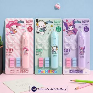 Cute 2-in-1 Electric Eraser Set – Assorted Designs Front View